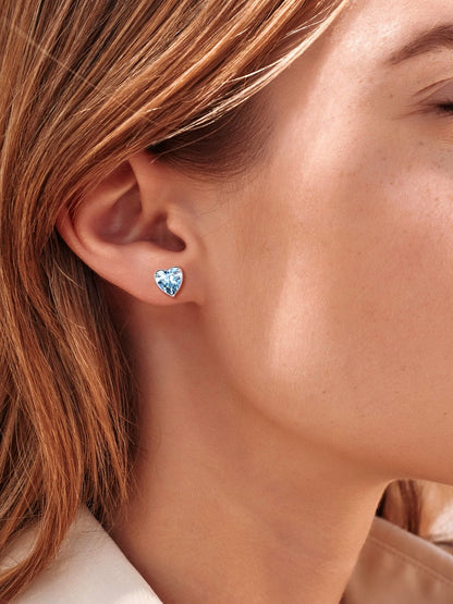 Silver Earrings for Women 925 Sterling Silver Heart Birthstone Stud Earrings Birthday Jewelry Gift