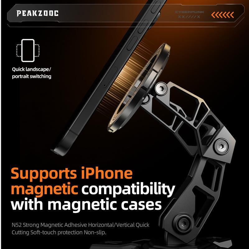Aluminum Alloy Mini Compatible Stand with Magsafe Iphone 17/16/15/14/13/12 Series, Foldable Strong Magnetic Phone Stand, Mult-Angle Adjustment Selfie Stick