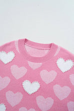 Load image into Gallery viewer, Valentine Heart Pearl Crewneck Sweater
