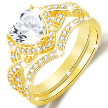 Load image into Gallery viewer, 18K Gold Plated Love Heart Wedding Rings for Women Stackable CZ Non Tarnish Thumb Eternity Promise Band Engagement Rings Set Birthday Valentines Jewelry Gifts Her Girlfriend Wife Adults Ideas
