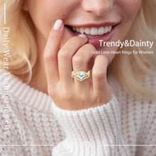 Load image into Gallery viewer, 18K Gold Plated Love Heart Wedding Rings for Women Stackable CZ Non Tarnish Thumb Eternity Promise Band Engagement Rings Set Birthday Valentines Jewelry Gifts Her Girlfriend Wife Adults Ideas
