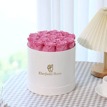 Load image into Gallery viewer, 16-Piece Forever Flowers Preserved Rose in a Box Real Roses That Last a Year Preserved Flowers for Delivery Prime Mothers Day Valentines Day Christmas Day (Pink Roses, round White Box)
