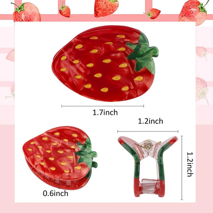 Strawberry Hair Clips, Strawberry Hair Accessories Hair Clip for Women, Small Fun Fruit Hair Claw Clips Strawberry Gifts