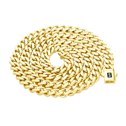 14K Real Yellow Gold Royal Monaco 6Mm Miami Cuban Link Necklace (16"-30") Italian Jewelry for Men & Women