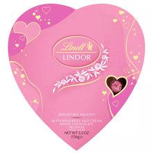 Load image into Gallery viewer, Lindor Valentine Strawberries and Cream White Chocolate Truffles Heart Box  - 5.5.Oz

