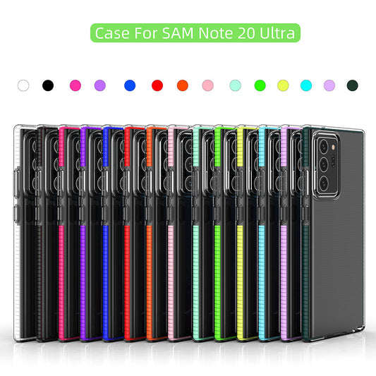 SAMSUNG NOTE20 ULTRA TPU+TPE clear phone case material: back PC+TPE side